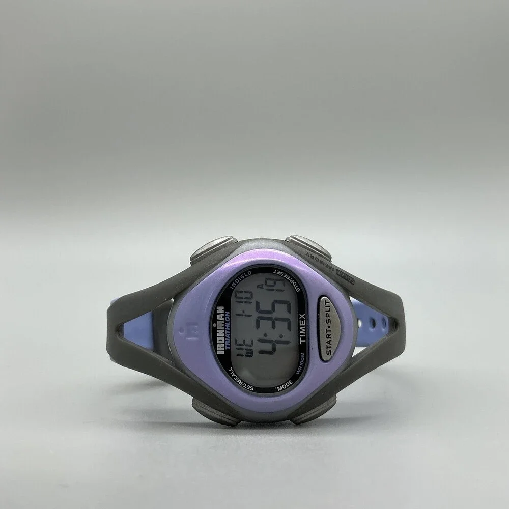 Timex Ironman T5E511 Womens Watch 33mm Gray Digital Sport Purple Bezel New Batt